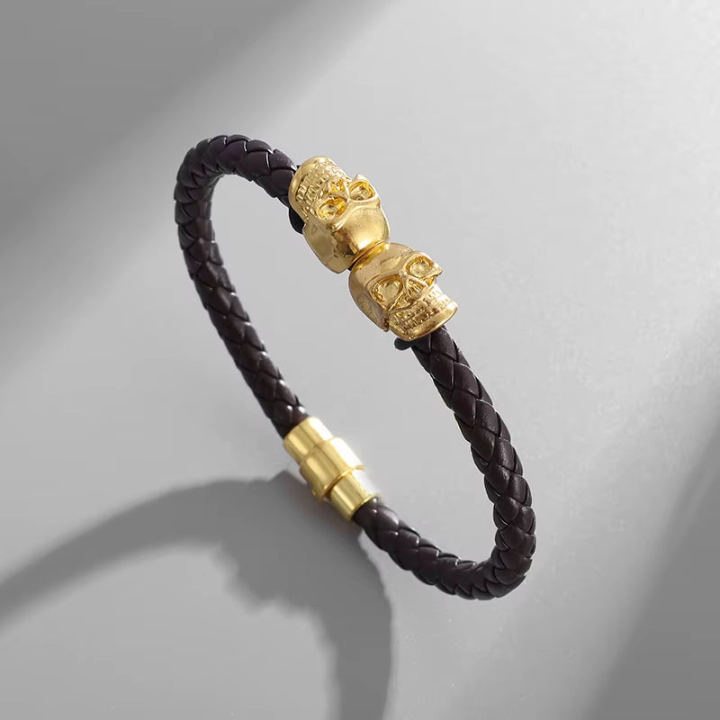 Men’s Classic Multilayer Leather Bracelet – Stylish Braided Wristband with Metal Magnetic Clasp | Fashion Accessory & Gift for Modern Gentlemen