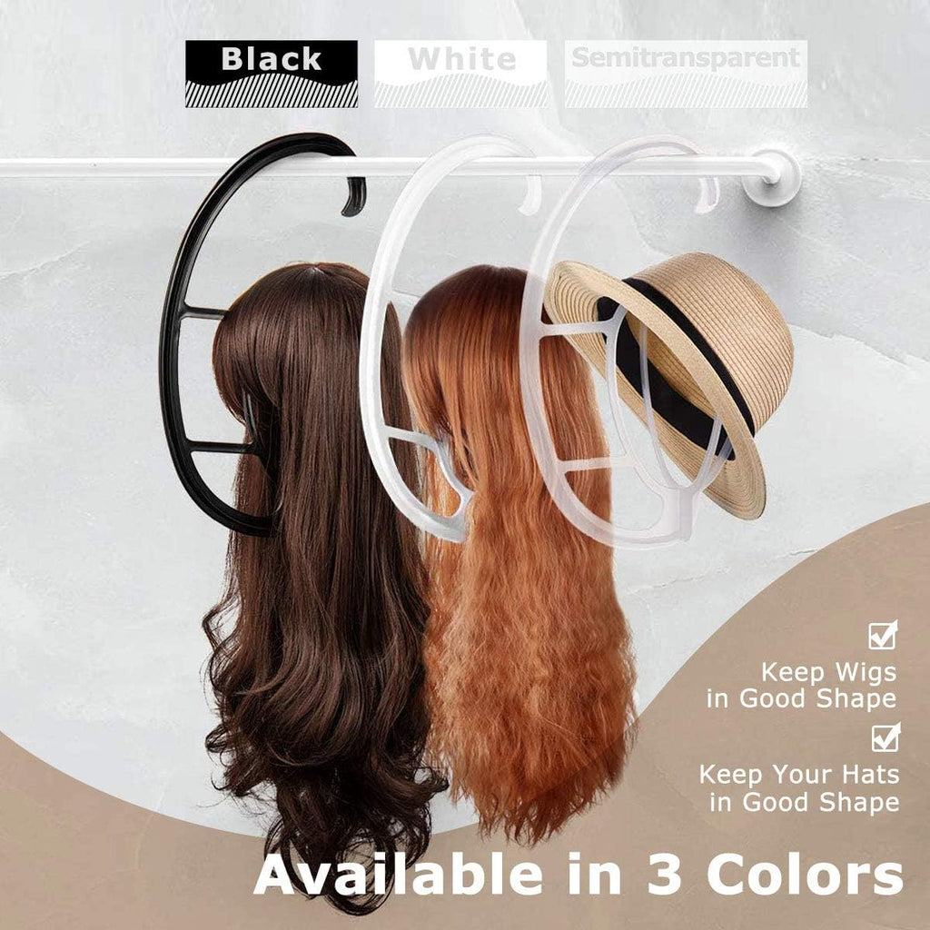 Hanging Wig Stand 2 Pack, Space-Saving Wig Drying Stand Holder for Long & Short Wigs, Portable Travel Wig Hanger, Durable Plastic Wig Storage Rack