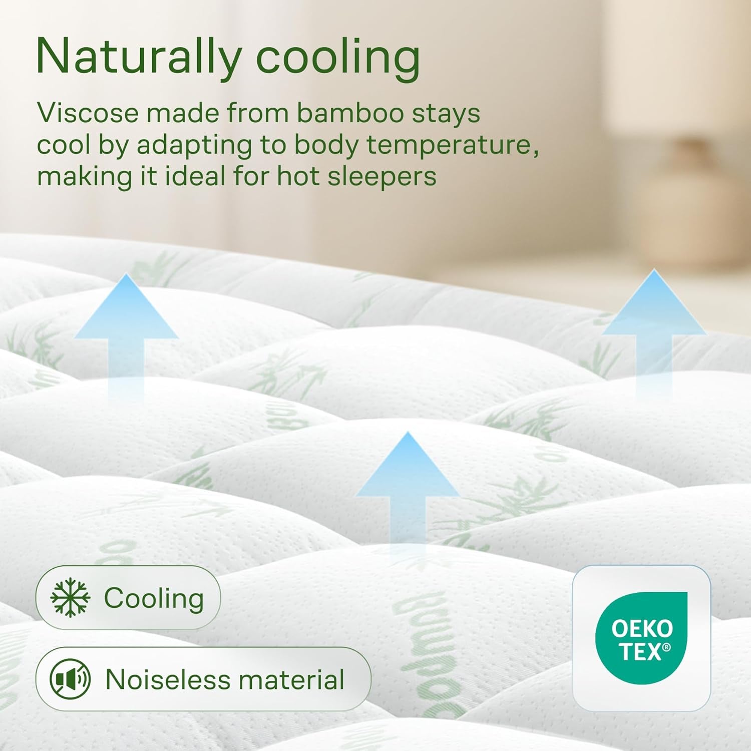 Queen Mattress Topper - Cooling Bamboo Pillow Top Mattress Pad for Back Pain Relief, Ultra Soft Breathable Bed Topper for Hot Sleepers, Fits 8-20" Deep Pocket