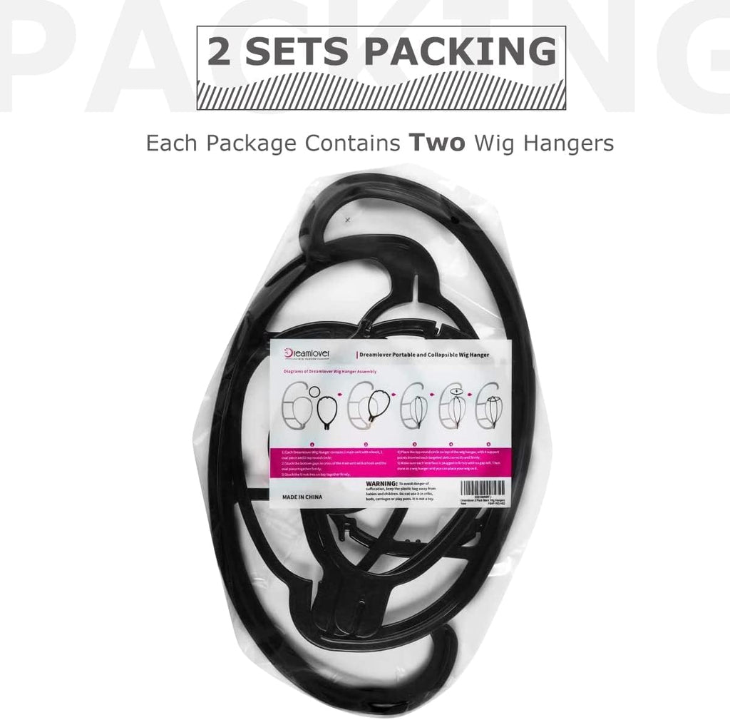 Hanging Wig Stand 2 Pack, Space-Saving Wig Drying Stand Holder for Long & Short Wigs, Portable Travel Wig Hanger, Durable Plastic Wig Storage Rack