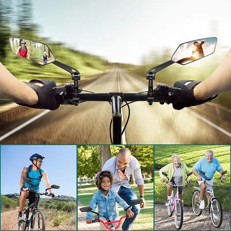 Universal Bike Rearview Mirror: HD Adjustable Handlebar Safety Mirror for Bicycle, Electric Scooter & Cycling | 360° Rotatable Rear View Accessory