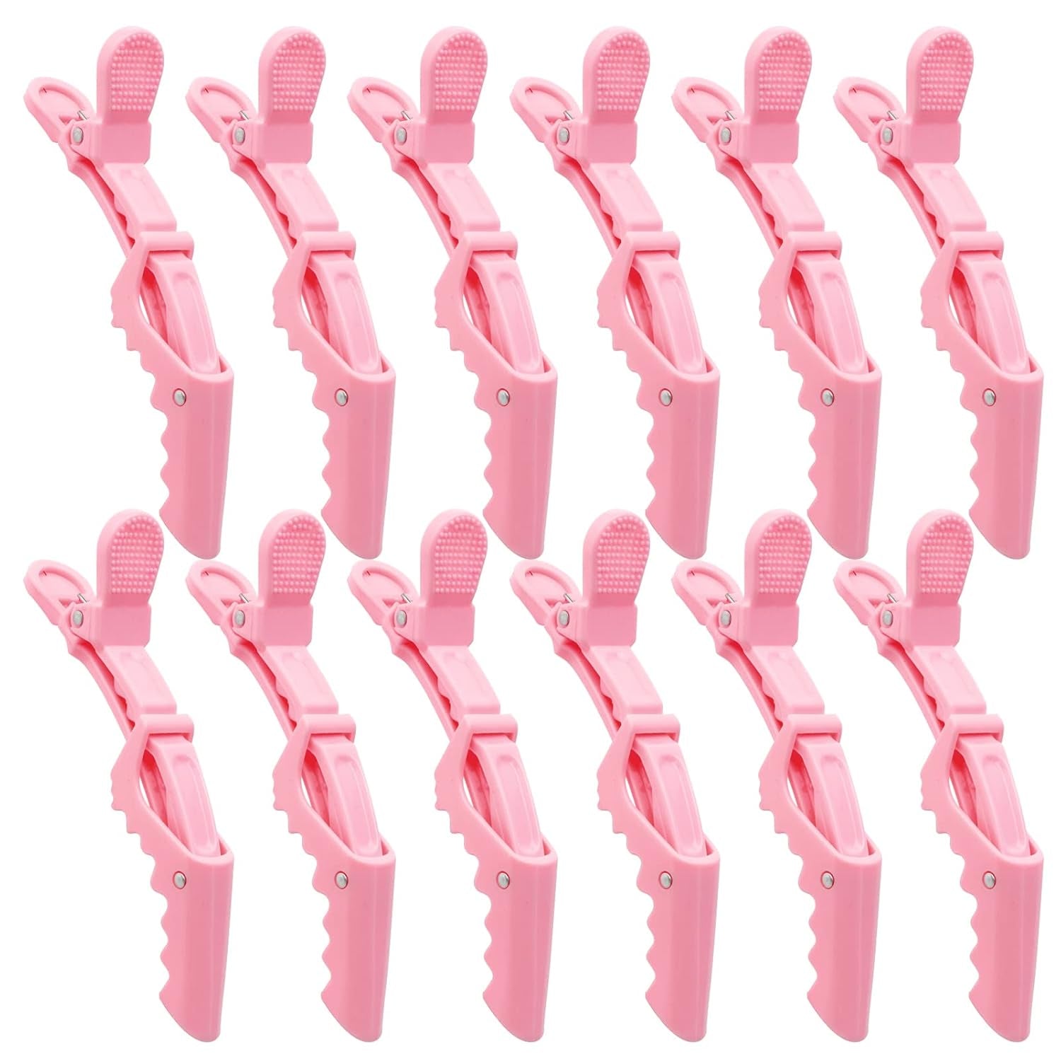 12pcs Pink Alligator Hair Clips for Styling & Sectioning, No Crease Duck Bill Clips for Makeup, Salon Hair Clips for Thin & Thick Hair Women Girls