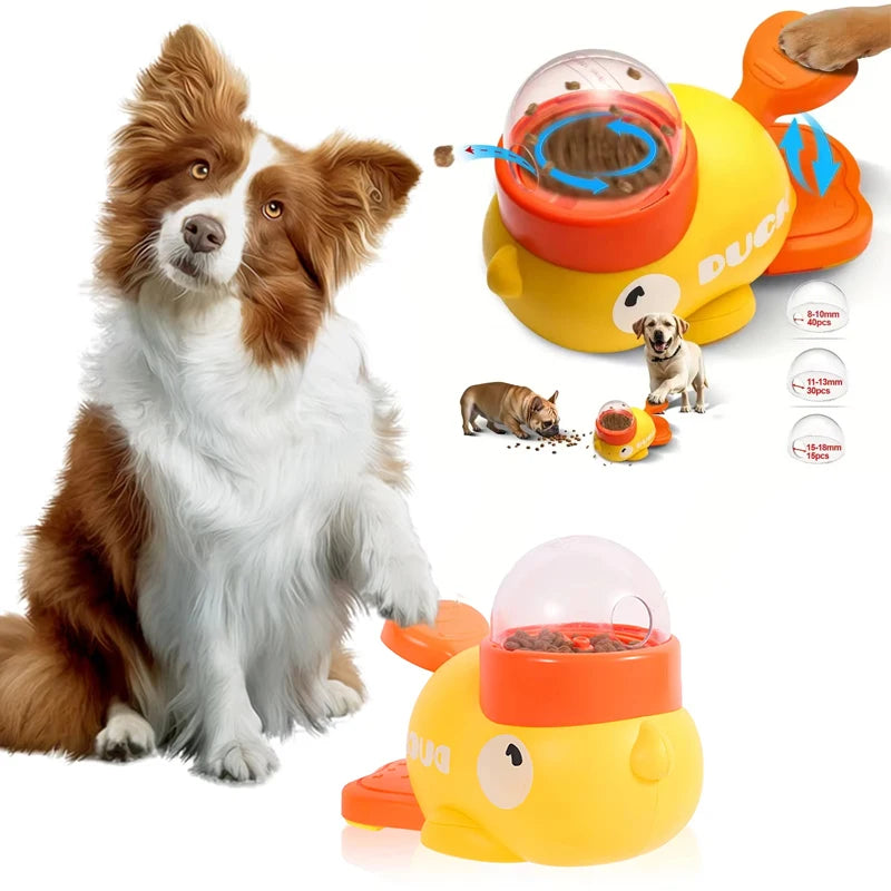 Cartoon Duck Dog Food Dispenser Toy – Interactive Pet Snack Puzzle Feeder for Dogs & Cats | Anti-Slip, Slow Feeding, Fun Treat Training Game