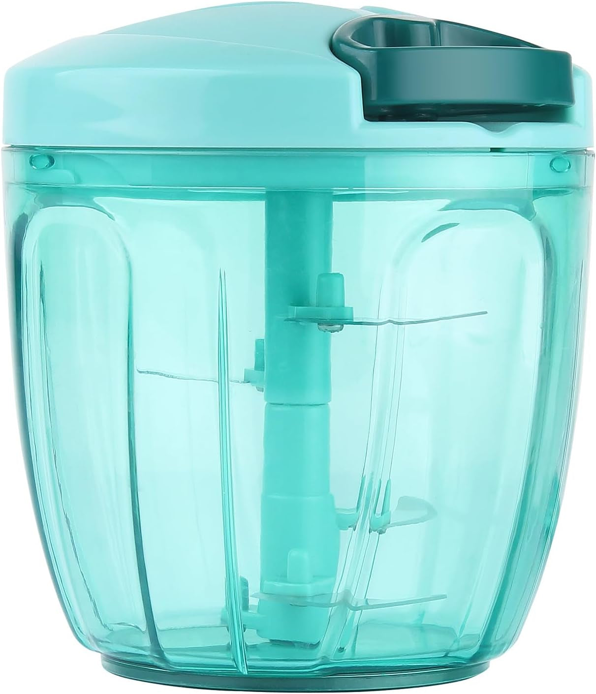 Manual Food Processor & Veggie Chopper - 650ml Hand Pull String Garlic Mincer, Onion Cutter for Salsa & Pesto, Portable Vegetable Slicer for Camping & RV, Green