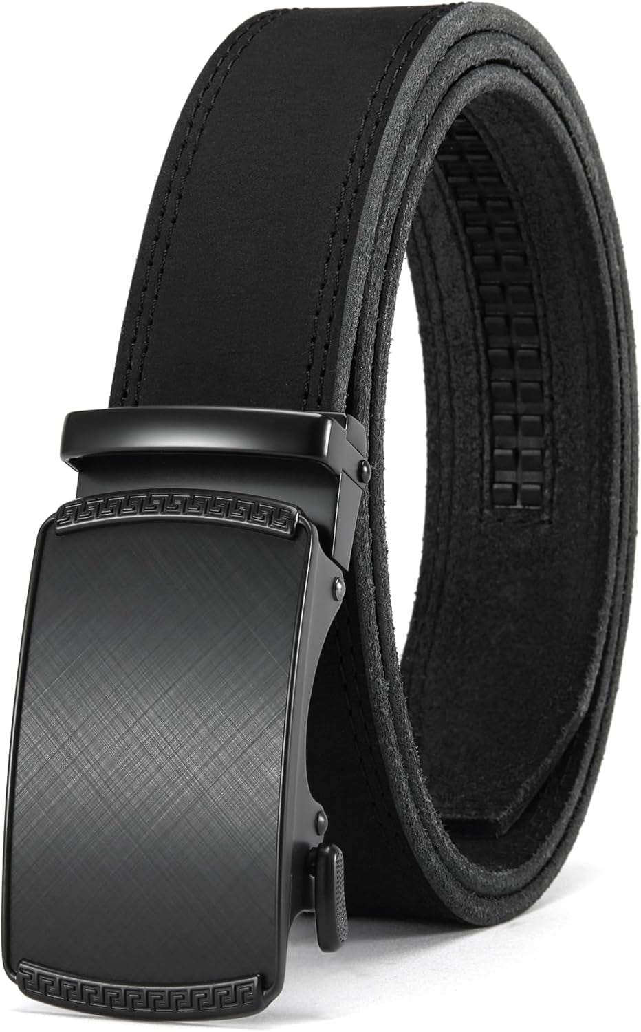 Men’s Leather Ratchet Belt 35mm, Adjustable Trim-to-Fit Waist Belt with Automatic Buckle, Micro-Adjust Comfort for Dress, Jeans & Casual Wear