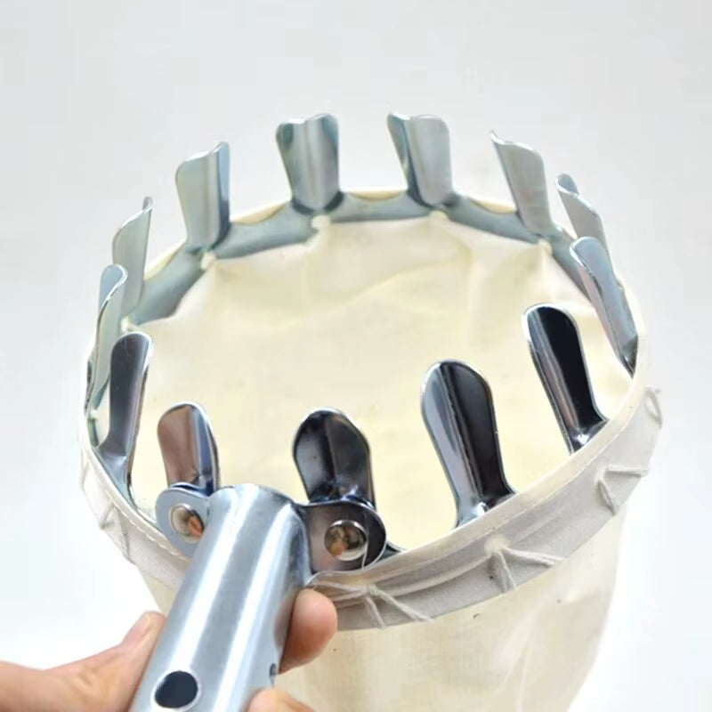 Fruit Picker Tool with Metal Basket Head – Easy Cherry & Apple Harvester Attachment for High Branches | Durable Garden Hardware Tool for Effortless Picking