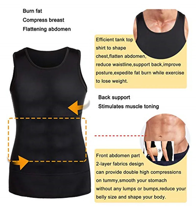 Men’s Slimming Body Shaper Vest – Tummy Control Waist Cincher Compression Undershirt for Belly Fat, Posture Support & Confidence Boost