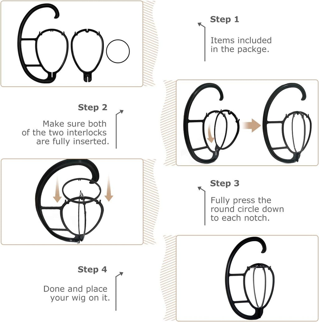 Hanging Wig Stand 2 Pack, Space-Saving Wig Drying Stand Holder for Long & Short Wigs, Portable Travel Wig Hanger, Durable Plastic Wig Storage Rack