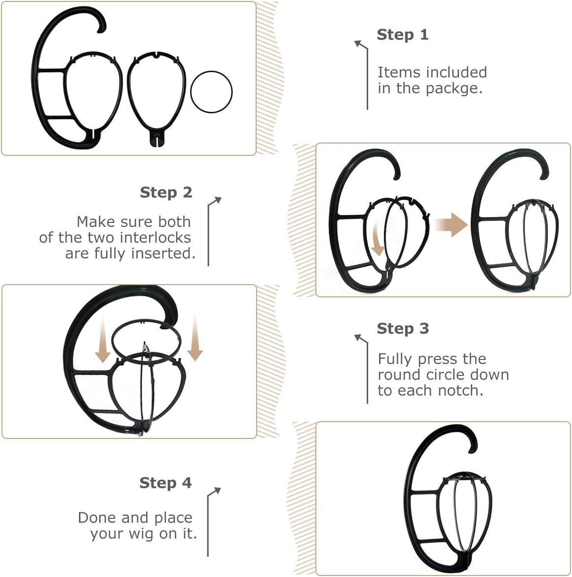 Hanging Wig Stand 2 Pack, Space-Saving Wig Drying Stand Holder for Long & Short Wigs, Portable Travel Wig Hanger, Durable Plastic Wig Storage Rack