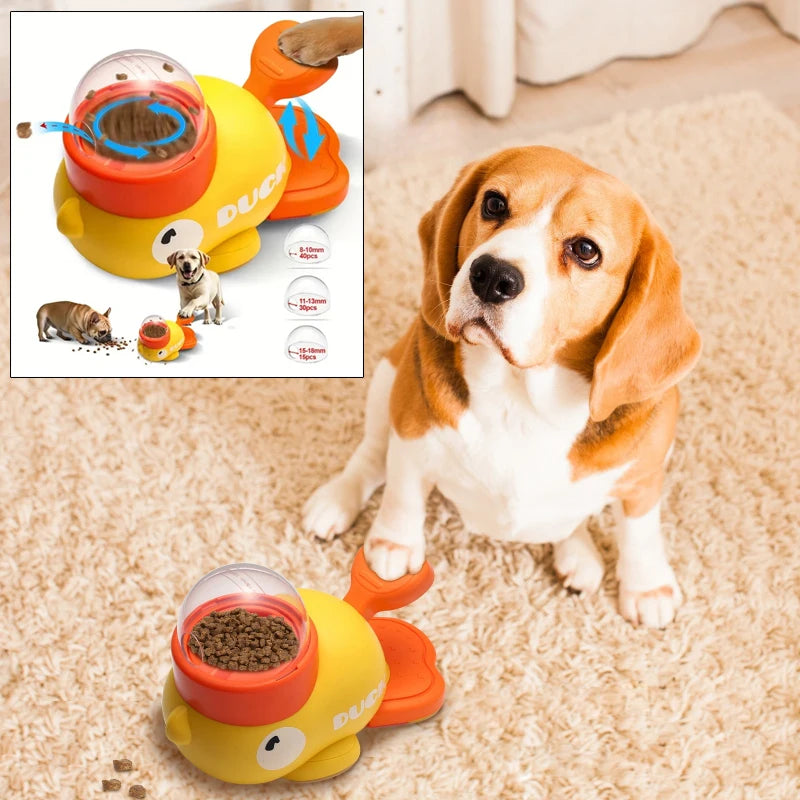 Cartoon Duck Dog Food Dispenser Toy – Interactive Pet Snack Puzzle Feeder for Dogs & Cats | Anti-Slip, Slow Feeding, Fun Treat Training Game