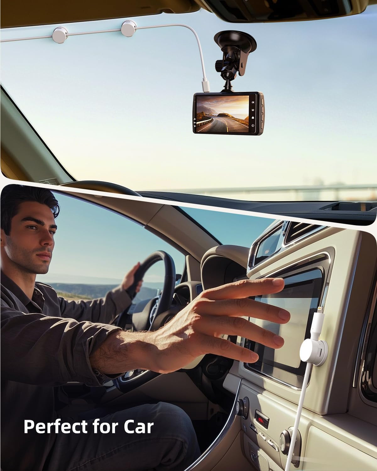 Magnetic Swivel Cord Organizer (6 Pack) - 360° Rotating Cable Management Clips for Desk, Nightstand & Car, Adhesive Wire Holder for USB & Charger Cords, White