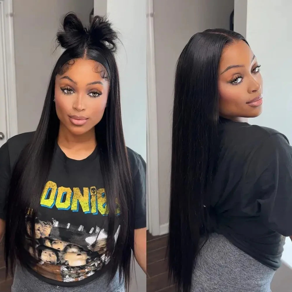 13x6 Bye Bye Knots Glueless Lace Front Wig – Bone Straight Human Hair Wig, Pre-Plucked & Bleached Knots, Ready-to-Wear Natural Look | Megalook HD Wig for Women