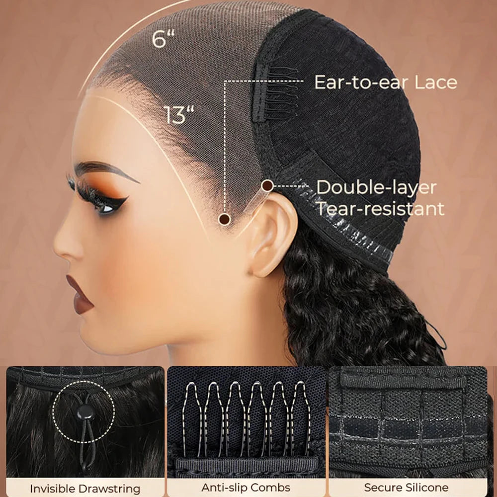 13x6 Bye Bye Knots Glueless Lace Front Wig – Bone Straight Human Hair Wig, Pre-Plucked & Bleached Knots, Ready-to-Wear Natural Look | Megalook HD Wig for Women