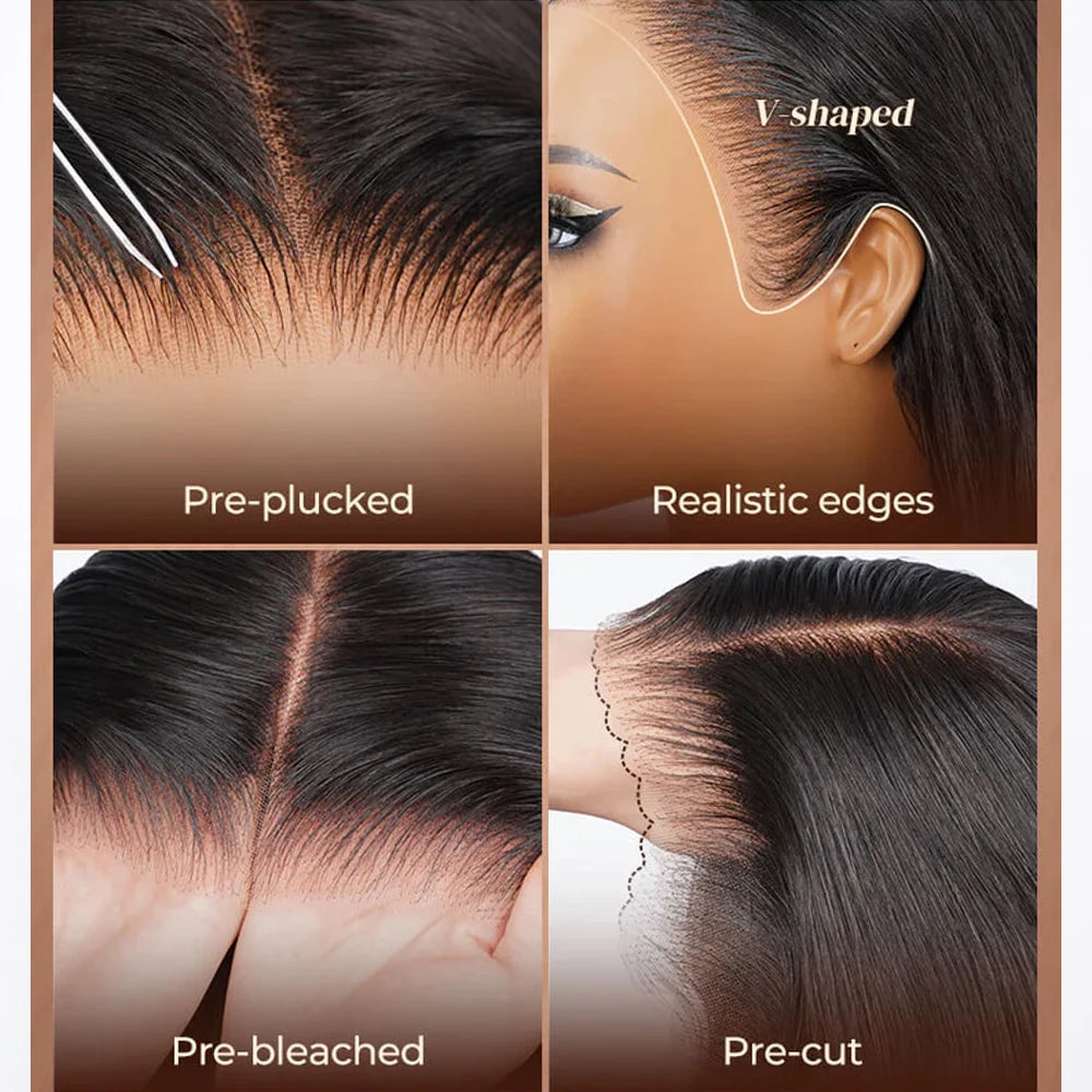 13x6 Bye Bye Knots Glueless Lace Front Wig – Bone Straight Human Hair Wig, Pre-Plucked & Bleached Knots, Ready-to-Wear Natural Look | Megalook HD Wig for Women