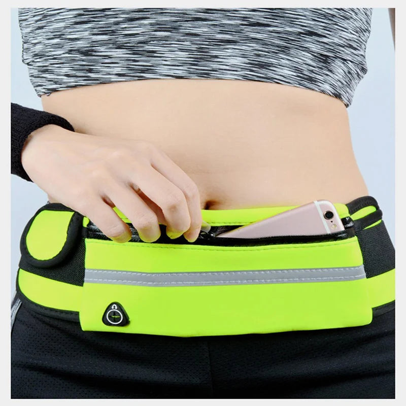 Waterproof Running Waist Bag for Men & Women – Lightweight Gym Fanny Pack with Reflective Safety Strip, Adjustable Strap & Phone Holder for Running, Cycling & Hiking