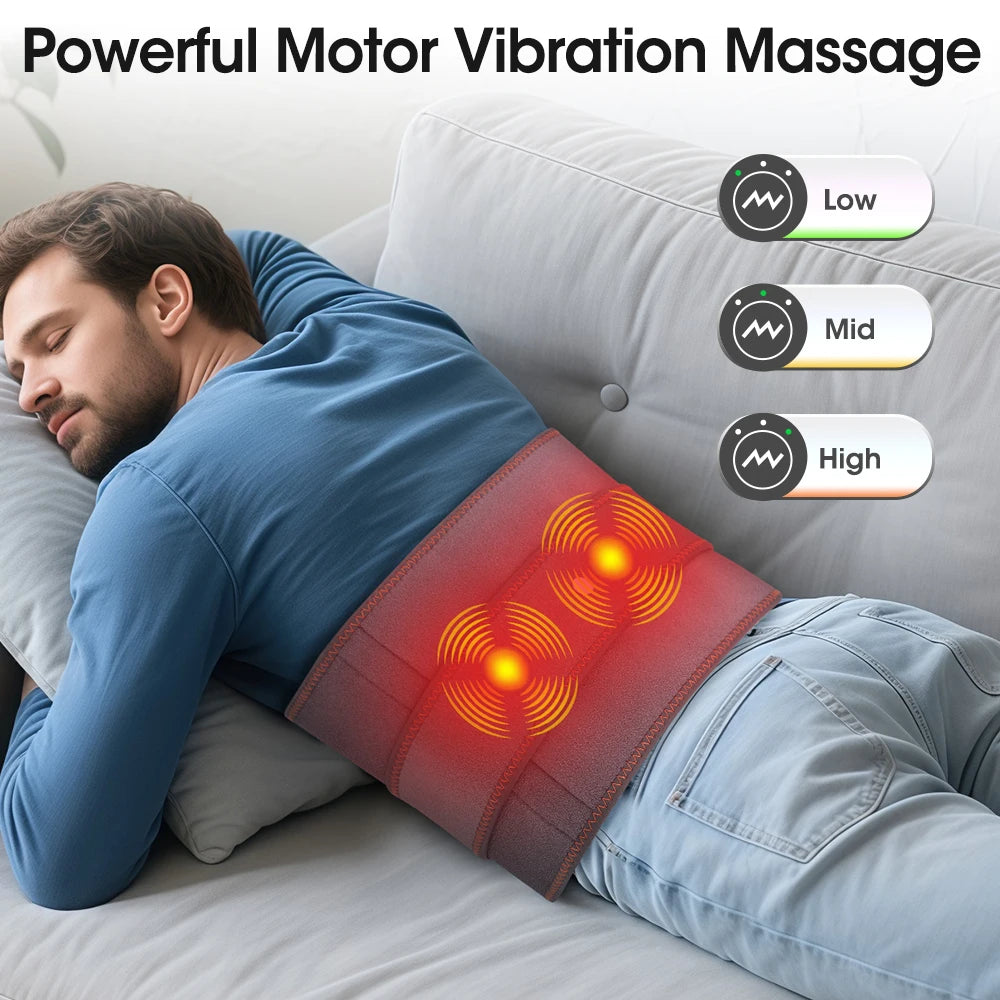 Electric Heating Waist Massager Belt – 3-Level Vibration & Heat Therapy for Back Pain Relief, Posture Support & Muscle Relaxation