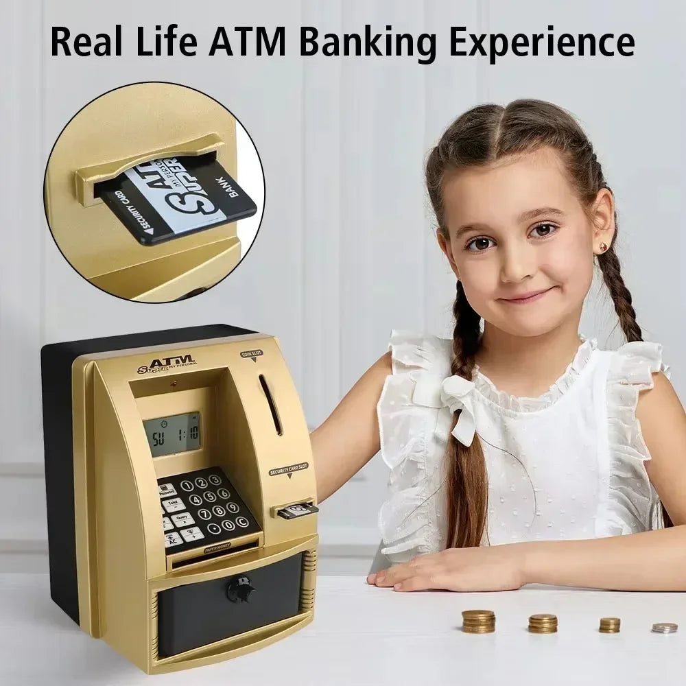 Kids Electronic ATM Piggy Bank with Password & Voice Recognition – Smart Money Saving Box with Automatic Deposit, Target Tracker, and LED Backlight | Perfect Christmas Gift