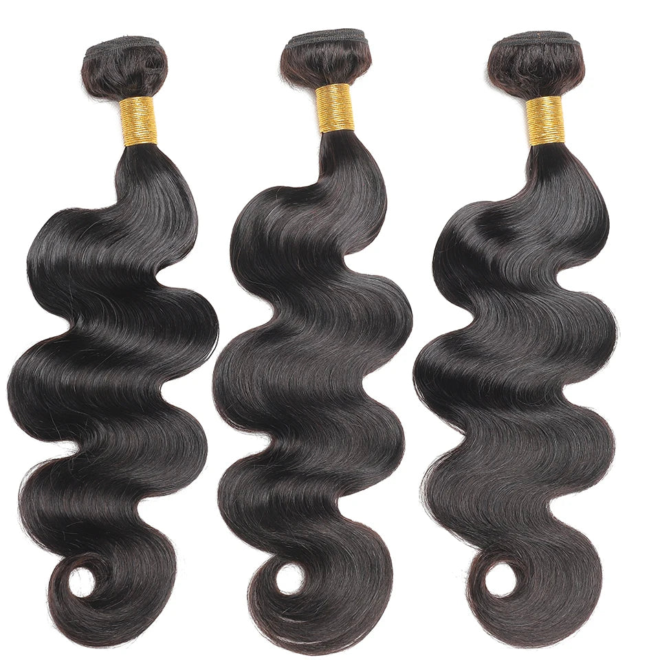 Brazilian Body Wave Hair Bundles 100% Human Remy Hair Extensions Natural Color Weave for Black Women – Soft, Bouncy, Full & Long-Lasting Shine