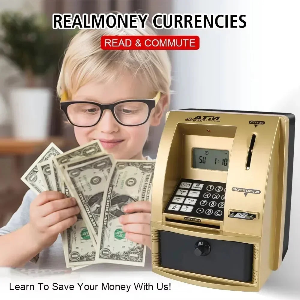 Kids Electronic ATM Piggy Bank with Password & Voice Recognition – Smart Money Saving Box with Automatic Deposit, Target Tracker, and LED Backlight | Perfect Christmas Gift