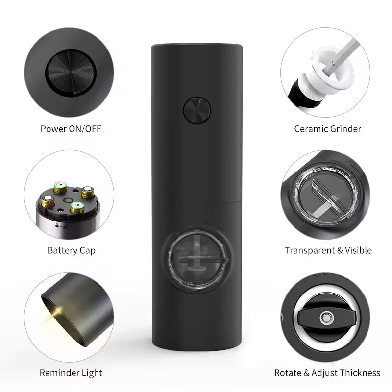 Electric Salt & Pepper Grinder Set with LED Light – Automatic One-Handed Spice Mill, Adjustable Coarseness, Stainless Steel & Ceramic Core Kitchen Tool
