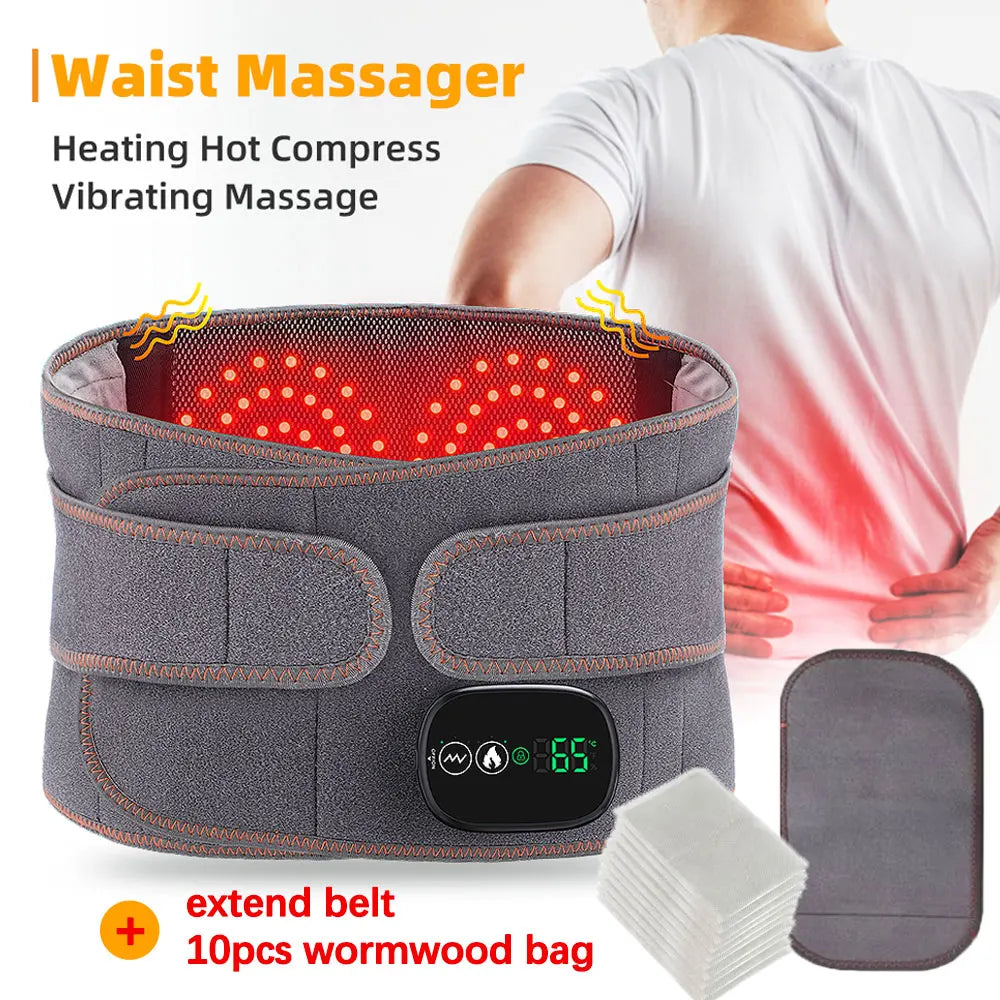 Electric Heating Waist Massager Belt – 3-Level Vibration & Heat Therapy for Back Pain Relief, Posture Support & Muscle Relaxation