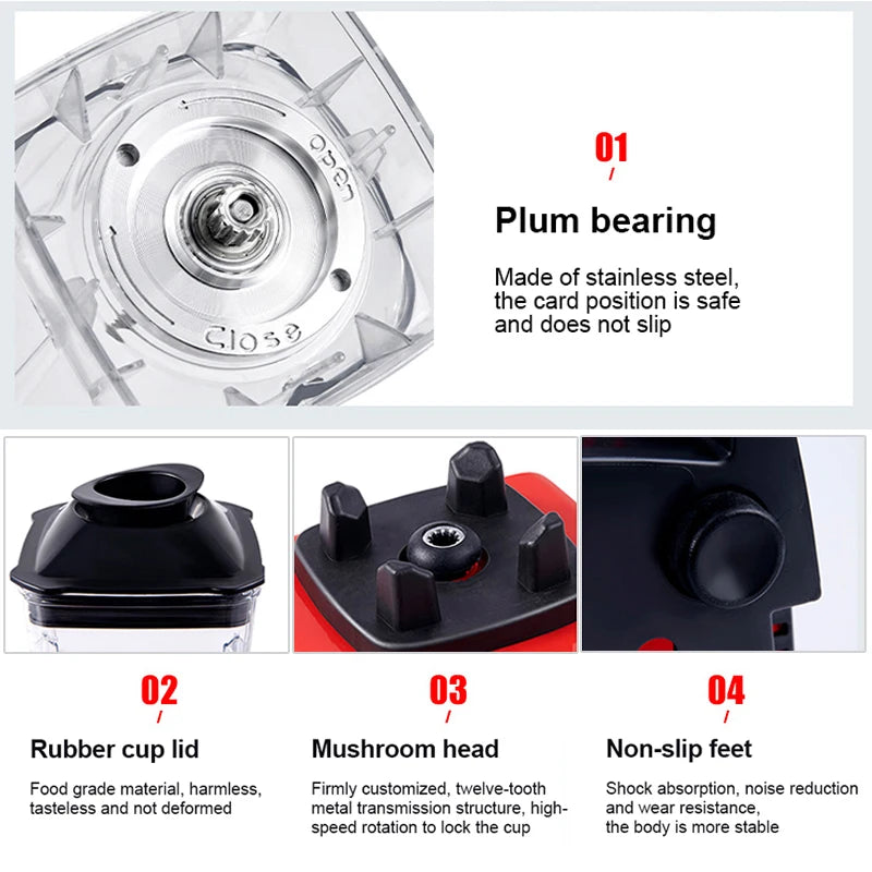 2000W Heavy-Duty Commercial Blender – High Power Smoothie Maker, Ice Crusher & Food Processor | 2L BPA-Free Jar, Stainless Steel Blades, Professional Kitchen Juicer Mixer