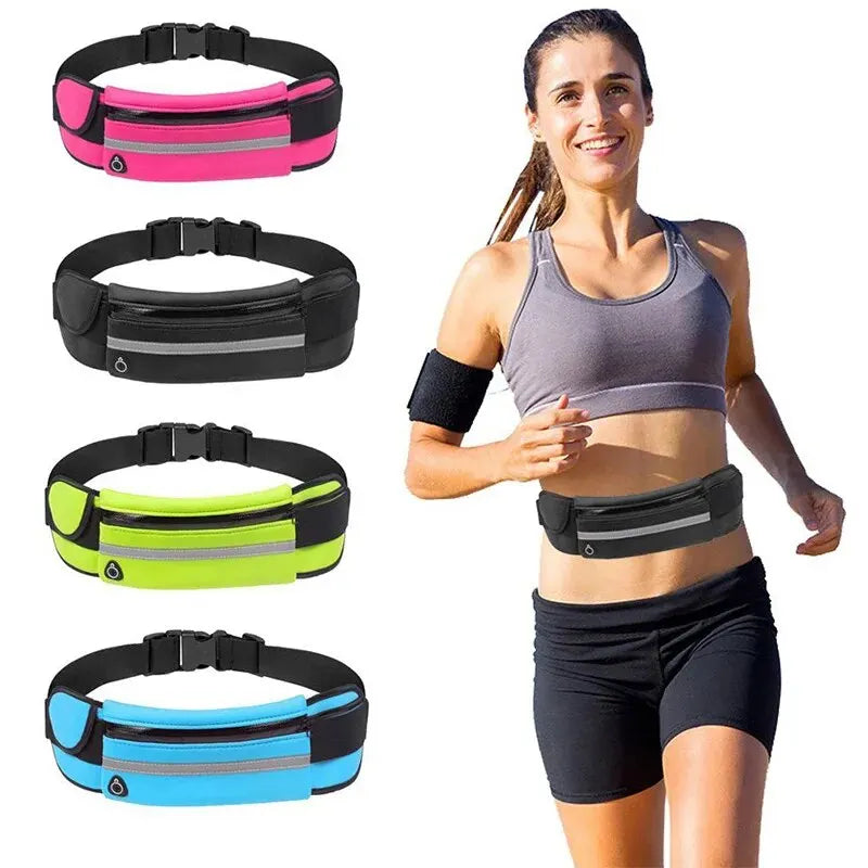 Waterproof Running Waist Bag for Men & Women – Lightweight Gym Fanny Pack with Reflective Safety Strip, Adjustable Strap & Phone Holder for Running, Cycling & Hiking