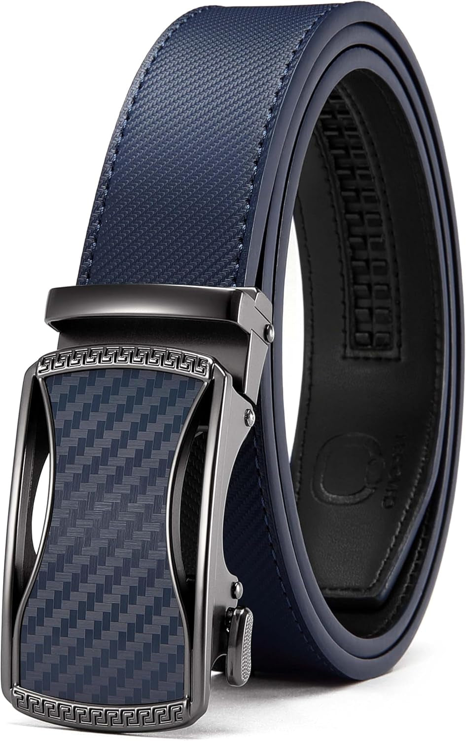 Men’s Leather Ratchet Belt 35mm, Adjustable Trim-to-Fit Waist Belt with Automatic Buckle, Micro-Adjust Comfort for Dress, Jeans & Casual Wear