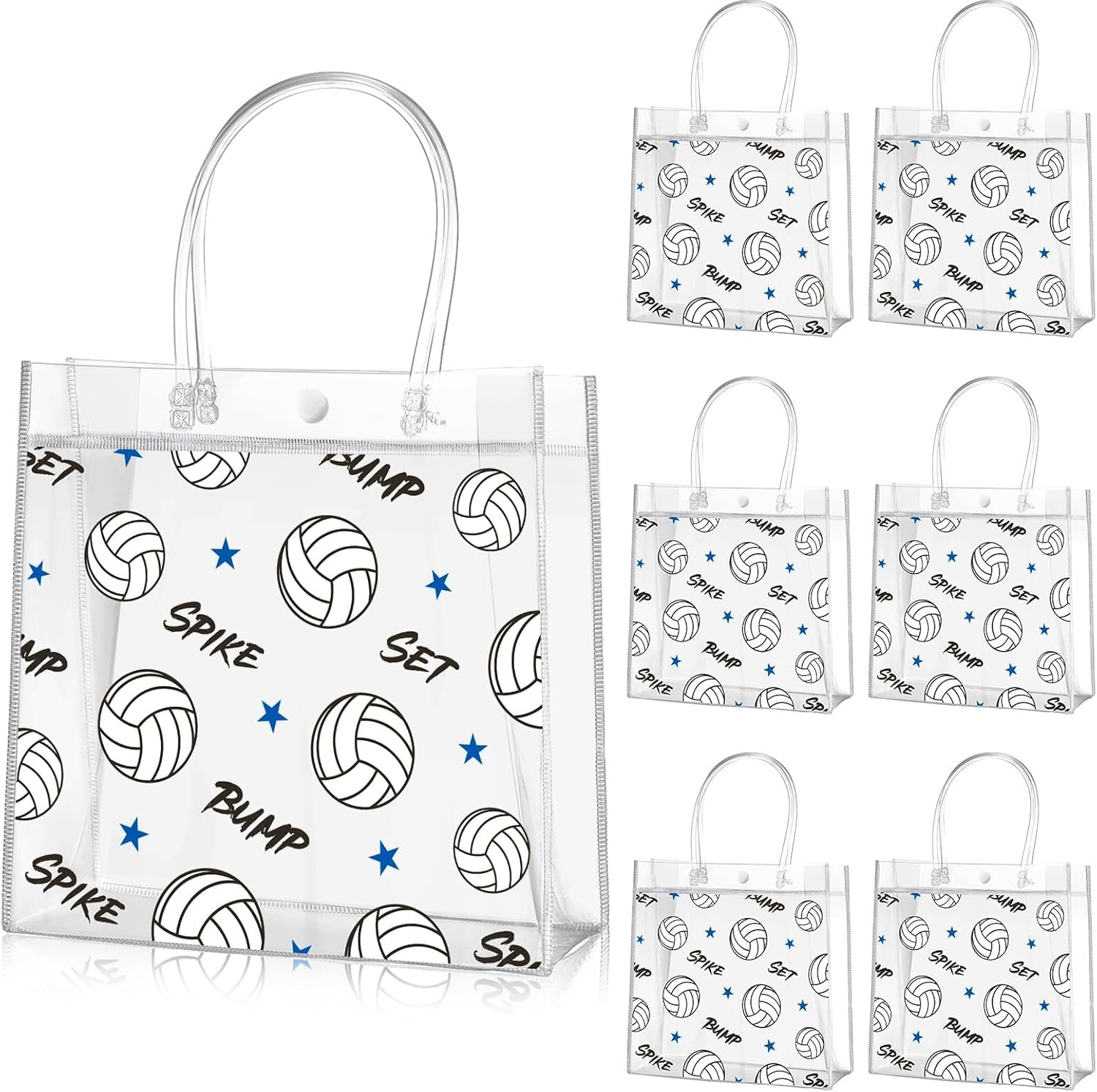 20 Pcs Football Party Treat Bags with Handles, Clear PVC Snack Bags for Kids Birthday, Sports Favors, Team Parties, Goodie Bags 8x8x3.15''