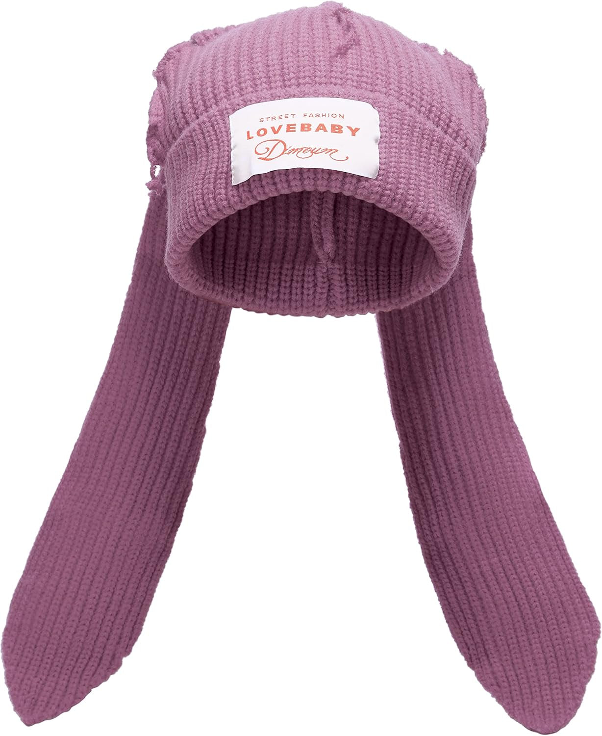 Cute Bunny Ears Knit Beanie - Long Ear Rabbit Crochet Hat, Soft Fluffy Winter Skull Cap for Women & Girls, Warm Slouchy Outdoor Ear Cover & Funny Costume Hat