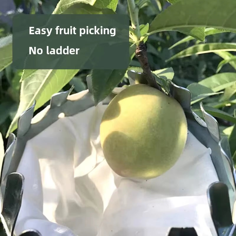 Fruit Picker Tool with Metal Basket Head – Easy Cherry & Apple Harvester Attachment for High Branches | Durable Garden Hardware Tool for Effortless Picking