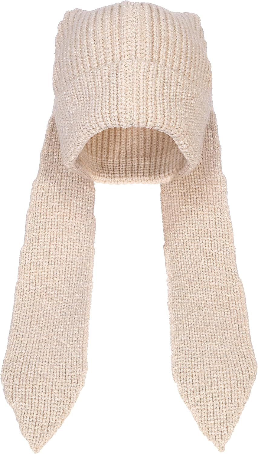 Cute Bunny Ears Knit Beanie - Long Ear Rabbit Crochet Hat, Soft Fluffy Winter Skull Cap for Women & Girls, Warm Slouchy Outdoor Ear Cover & Funny Costume Hat