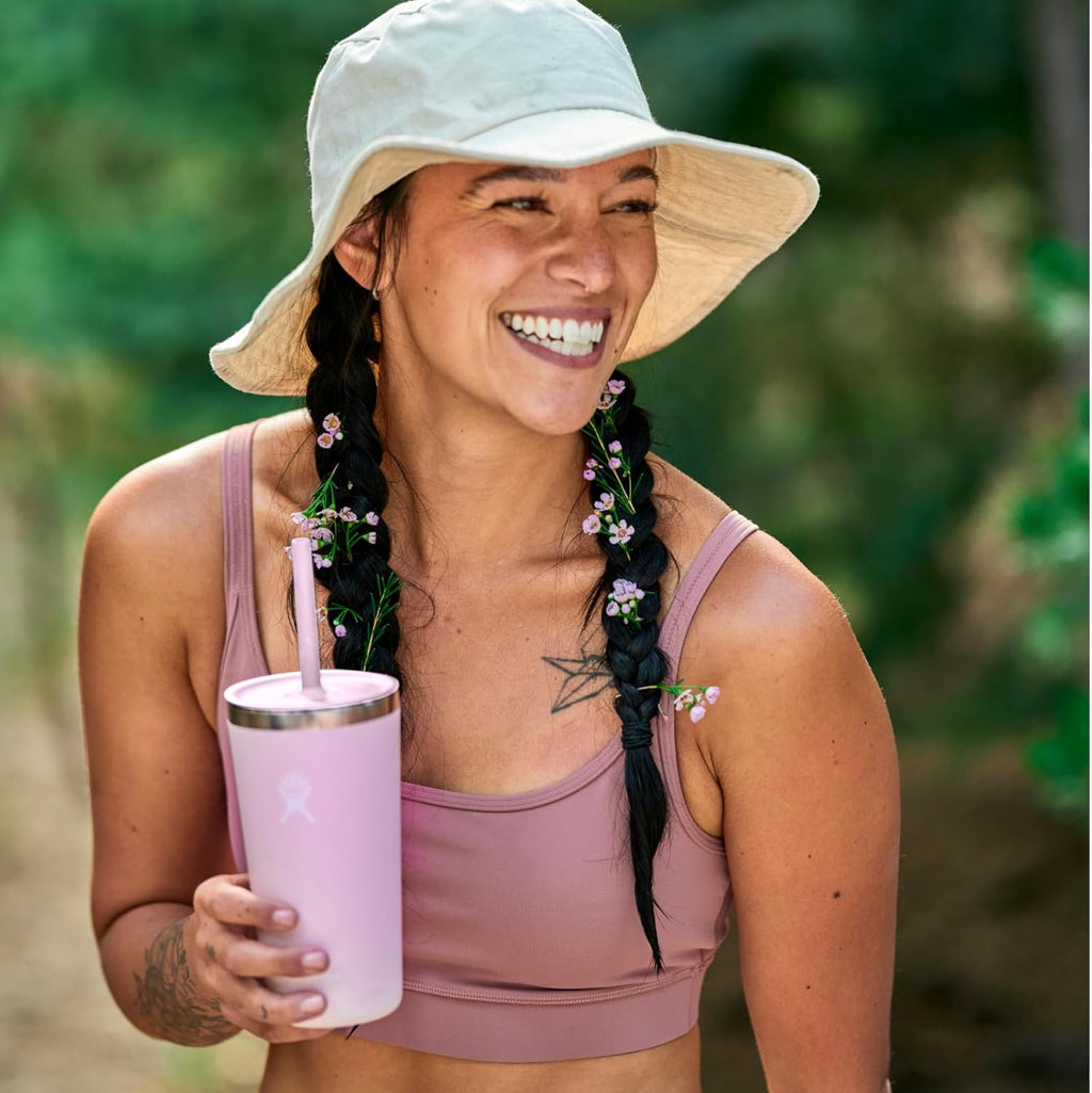 28oz Insulated Straw Tumbler with Leak-Resistant Lid, Stainless Steel Cupholder Friendly Cold Drink Cup for Smoothies, Water & Iced Coffee