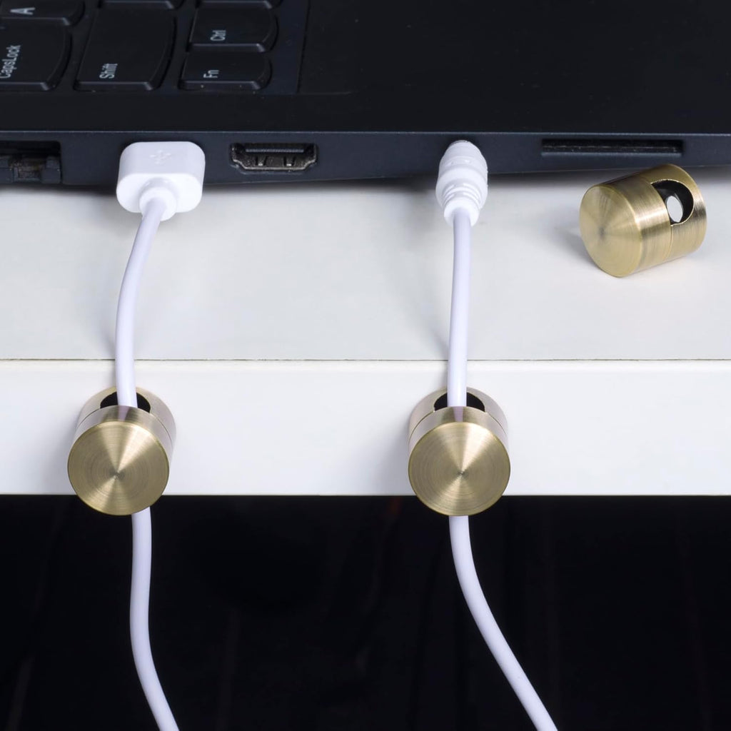 3Pcs Aluminum Cable Anchors - Gun Metal Adjustable Cord Holder, Heavy-Duty Adhesive Wire Organizer for Desk & Nightstand, Pro Charger Cable Management Clips