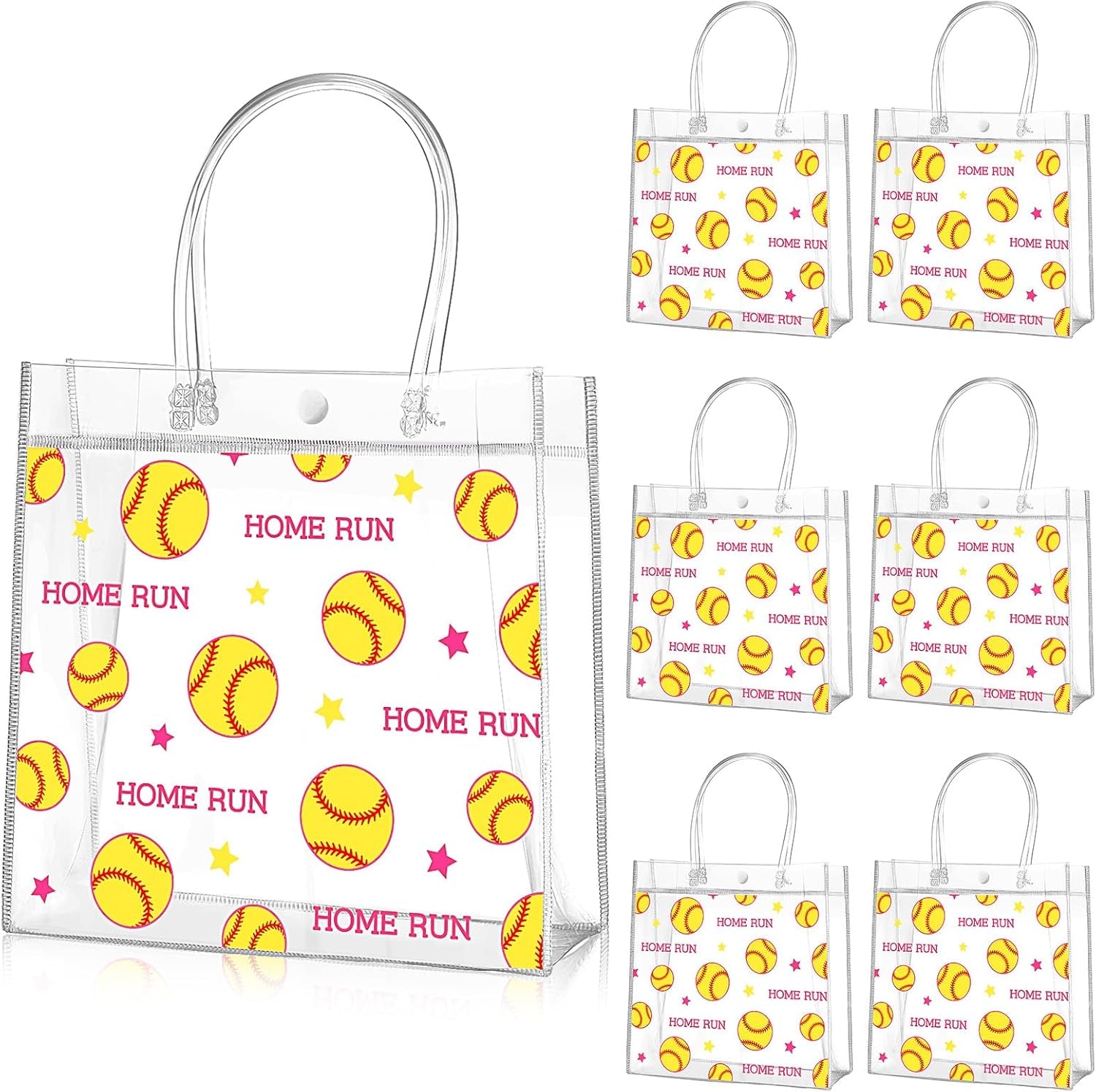 20 Pcs Football Party Treat Bags with Handles, Clear PVC Snack Bags for Kids Birthday, Sports Favors, Team Parties, Goodie Bags 8x8x3.15''