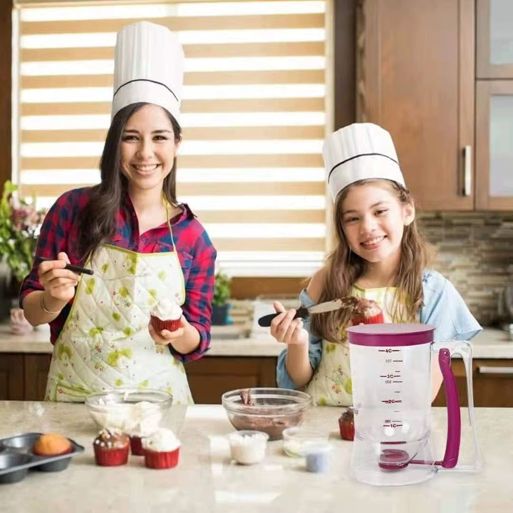 Batter Dispenser Cup for Cupcakes, Pancakes, Cookies & Cakes – Easy Pour Measuring Cup with Handle for Mess-Free Baking & Perfect Portions