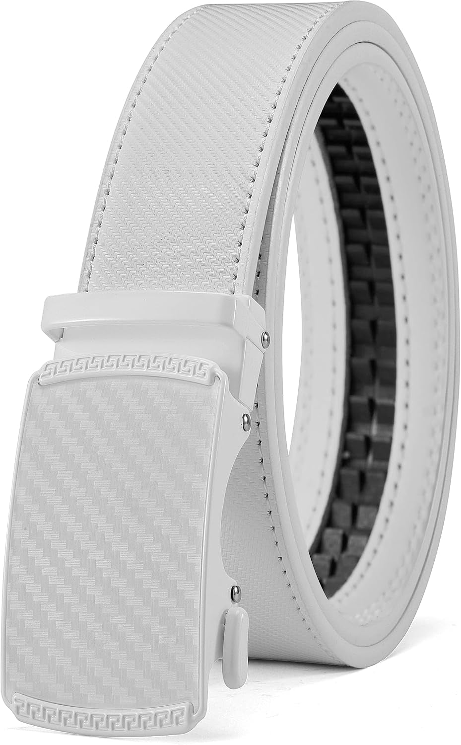 Men’s Leather Ratchet Belt 35mm, Adjustable Trim-to-Fit Waist Belt with Automatic Buckle, Micro-Adjust Comfort for Dress, Jeans & Casual Wear