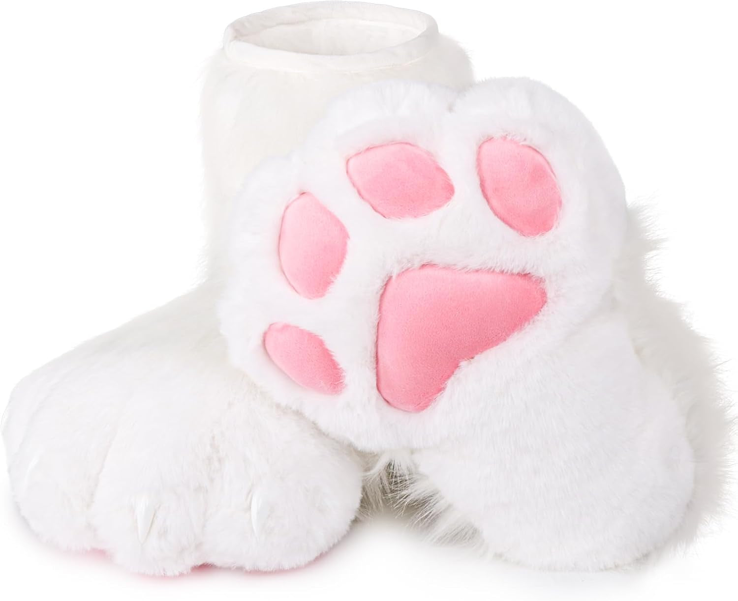 Cosplay Cat Furry Paw Shoes for Adults, Animal Claw Slippers, Fursuit Feet Accessories, Plush Costume Footwear for Halloween, Anime, Roleplay