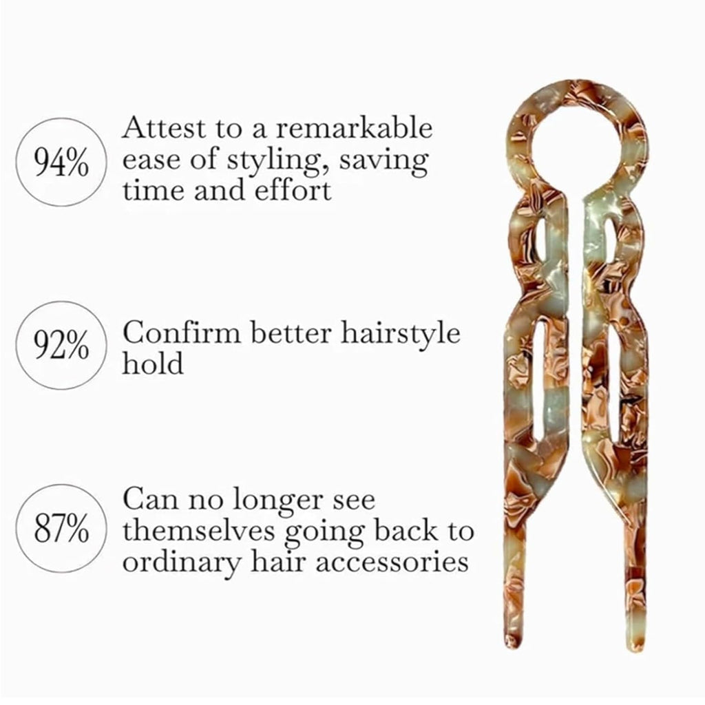 Prestige French Hair Pins Set of 3, Elegant Acetate Hair Clips for Women, Non-Slip Updo Hair Accessories for Thin Thick Hair, Everyday & Special Occasions