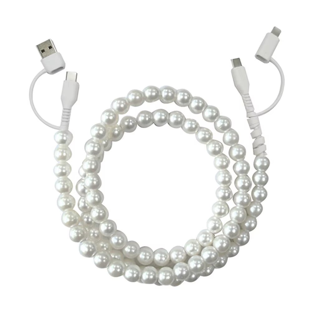 4-in-1 Beaded Fast Charging Cable for iPhone – 60W PD3.0 High-Speed Data Sync Cord, Tangle-Free Stylish Beads Design, Universal USB Charger