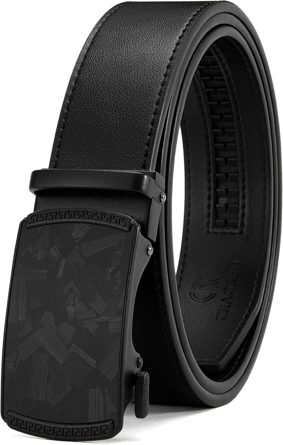 Men’s Leather Ratchet Belt 35mm, Adjustable Trim-to-Fit Waist Belt with Automatic Buckle, Micro-Adjust Comfort for Dress, Jeans & Casual Wear