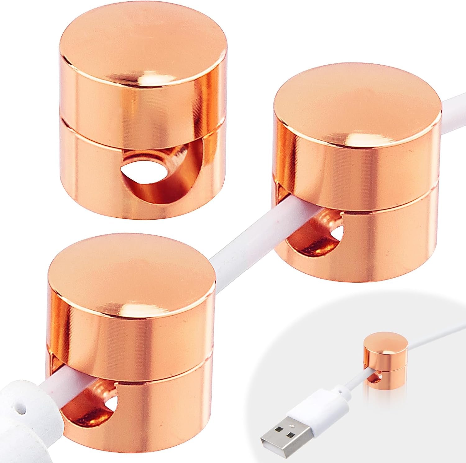 3Pcs Aluminum Cable Anchors - Gun Metal Adjustable Cord Holder, Heavy-Duty Adhesive Wire Organizer for Desk & Nightstand, Pro Charger Cable Management Clips