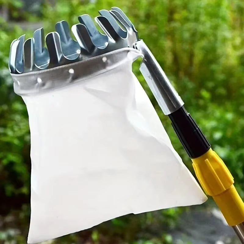 Fruit Picker Tool with Metal Basket Head – Easy Cherry & Apple Harvester Attachment for High Branches | Durable Garden Hardware Tool for Effortless Picking