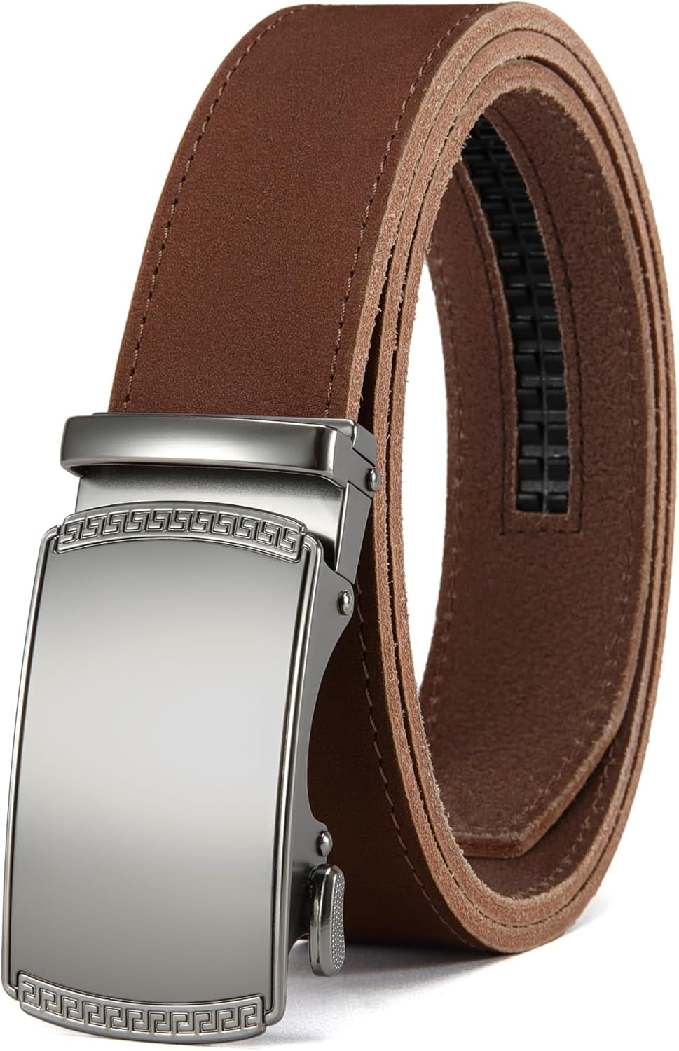 Men’s Leather Ratchet Belt 35mm, Adjustable Trim-to-Fit Waist Belt with Automatic Buckle, Micro-Adjust Comfort for Dress, Jeans & Casual Wear