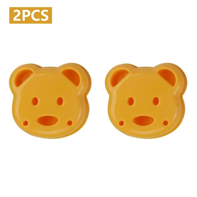2PCS Sandwich Cutter Mould Set – Cute Bear, Cat, Rabbit & Car Shapes | Kids Bento Bread & Cookie Cutters, Food-Grade Baking Tools for Fun Lunches & Snacks