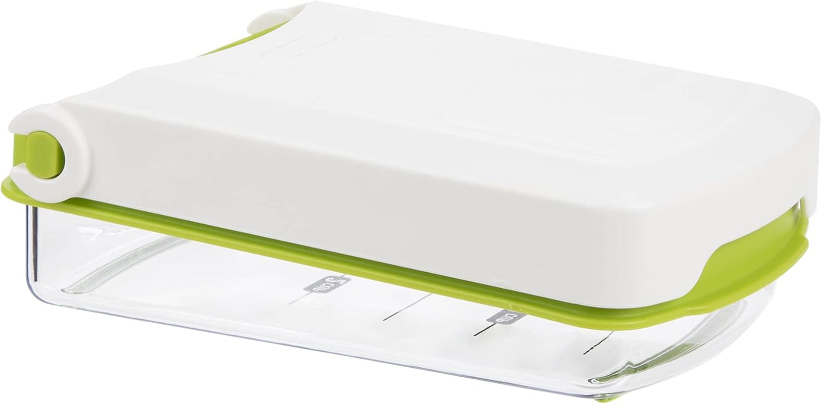 PrepWorks Compact Veggie Chopper - Manual Vegetable Dicer with Stainless Steel Blades, 2-Cup Measuring Container & Non-Skid Base, BPA-Free Kitchen Slicer, Green