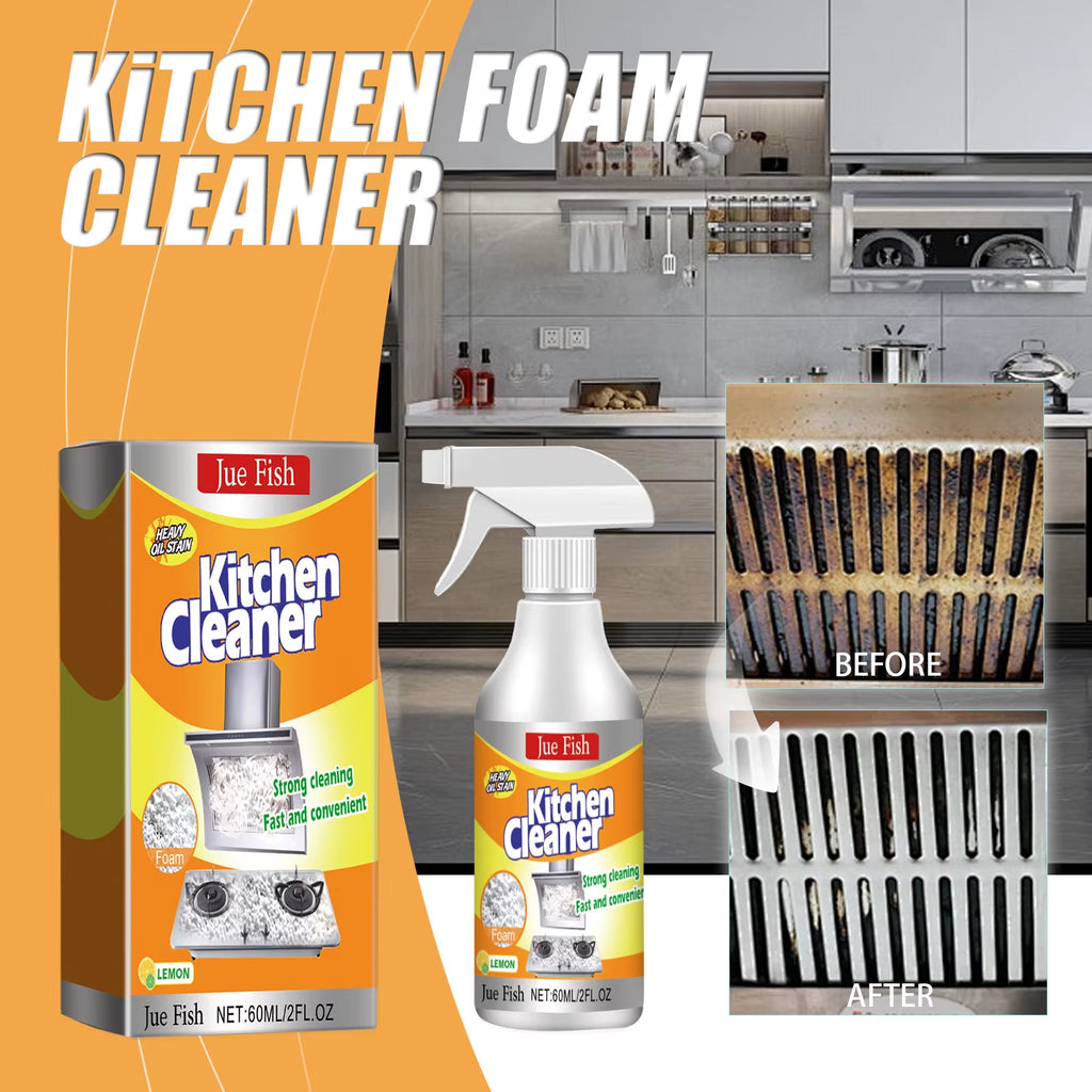 Kitchen Foam Cleaner – Heavy Oil & Grease Remover Spray for Range Hoods, Ovens, Grills & Stovetops | Powerful Degreaser for Easy Kitchen Cleaning