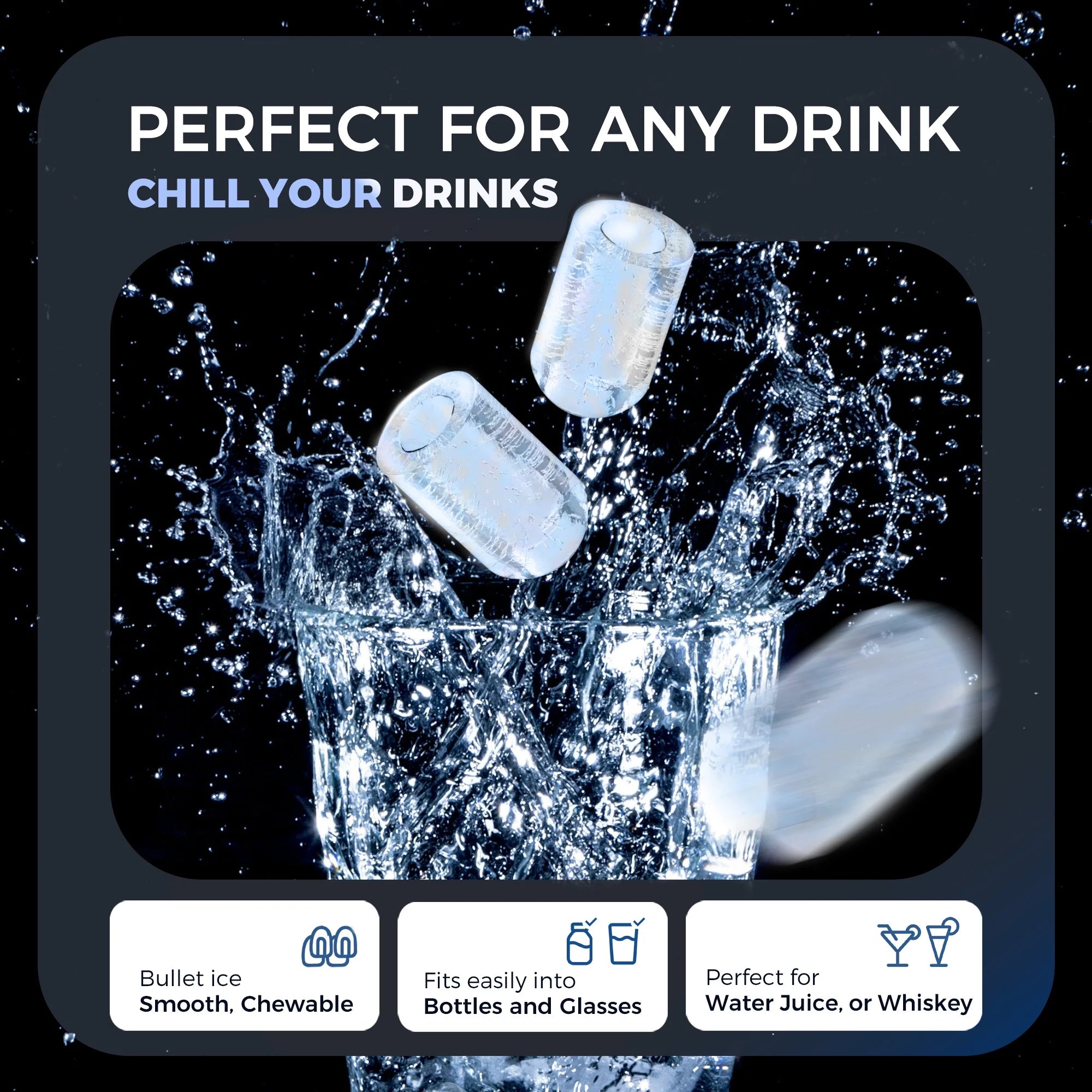 Countertop Ice Maker Machine – Portable Bullet Ice Maker with One-Button Operation, Auto-Cleaning & Quiet 6-Minute Ice Cycle