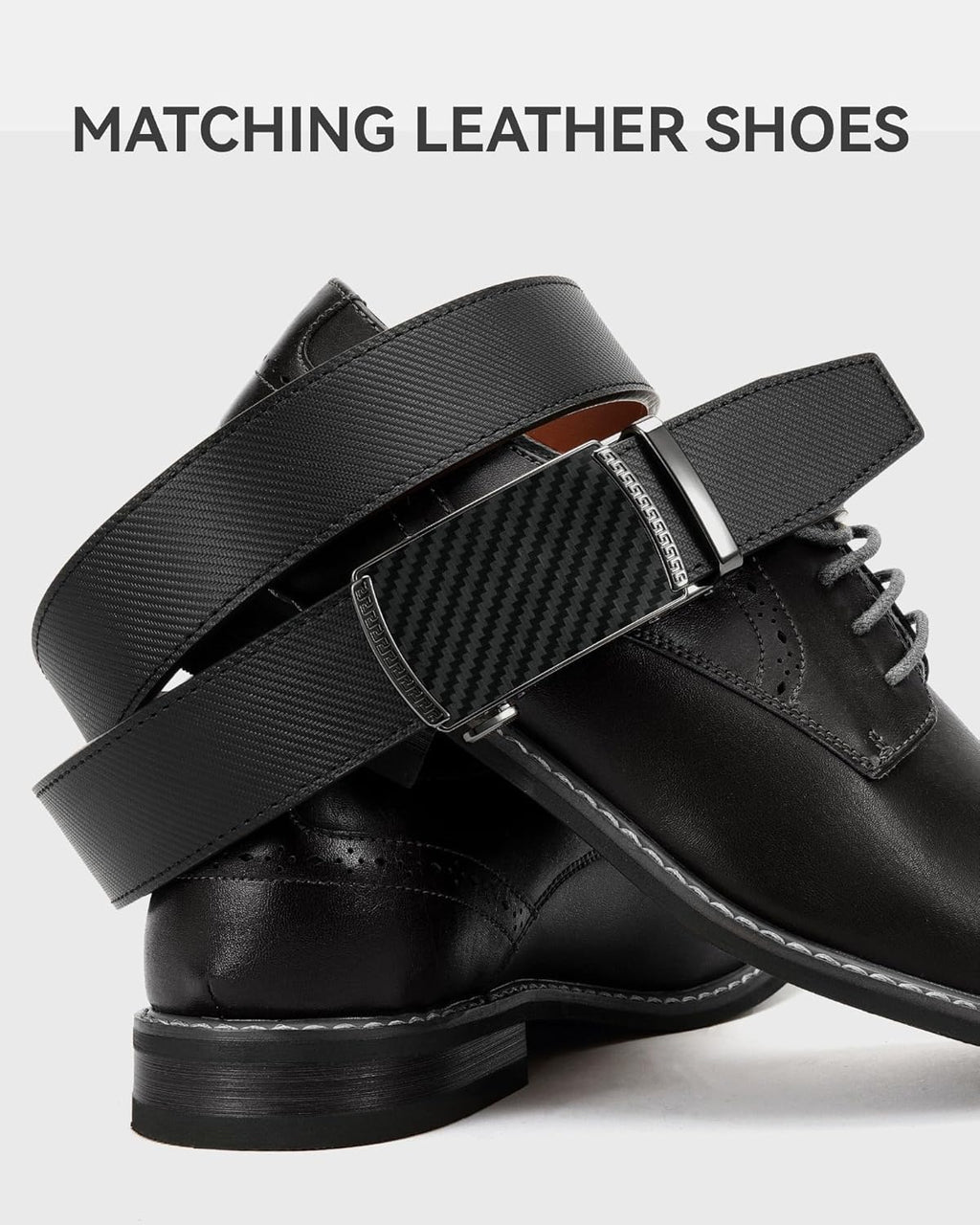 Men’s Leather Ratchet Belt 35mm, Adjustable Trim-to-Fit Waist Belt with Automatic Buckle, Micro-Adjust Comfort for Dress, Jeans & Casual Wear