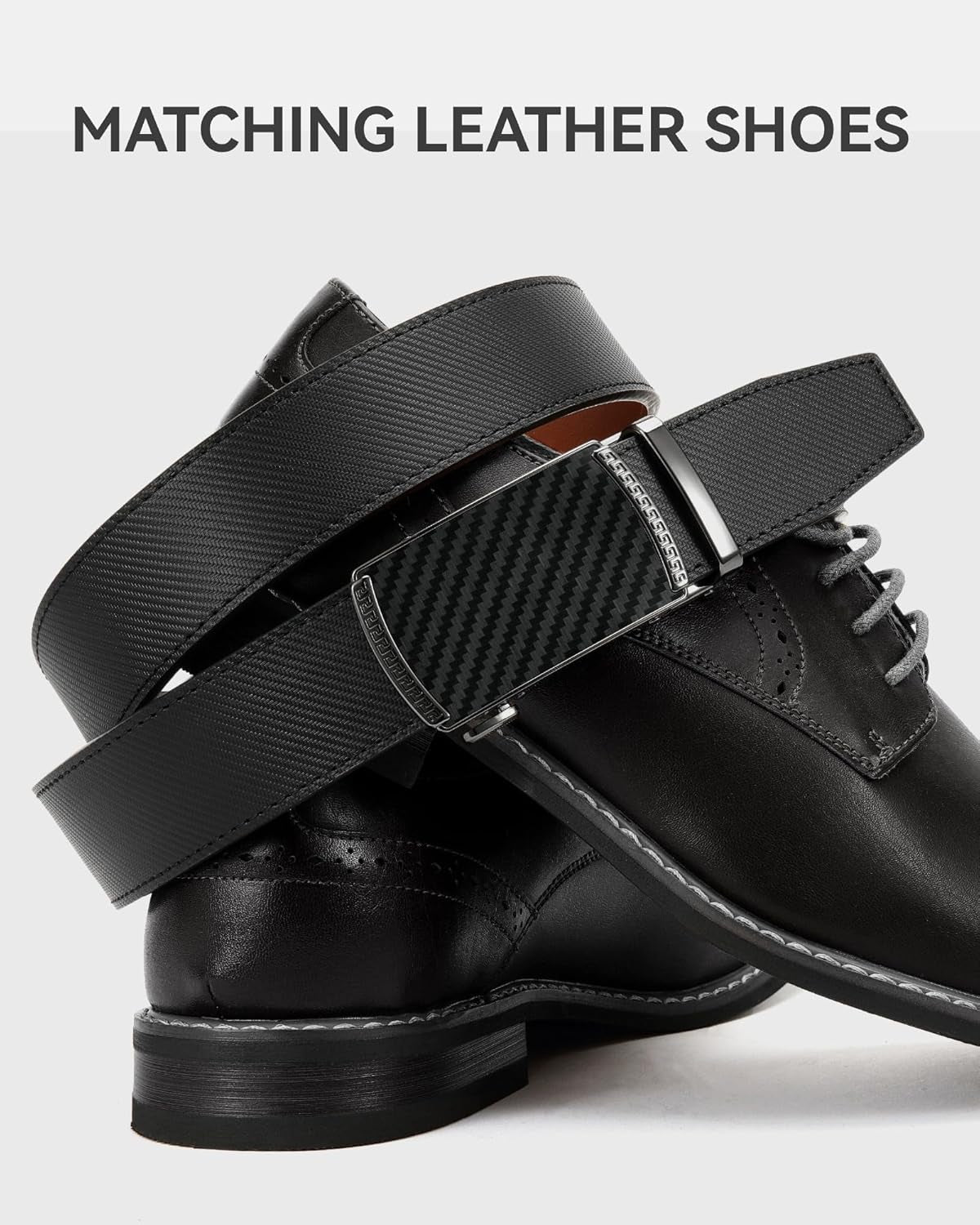 Men’s Leather Ratchet Belt 35mm, Adjustable Trim-to-Fit Waist Belt with Automatic Buckle, Micro-Adjust Comfort for Dress, Jeans & Casual Wear